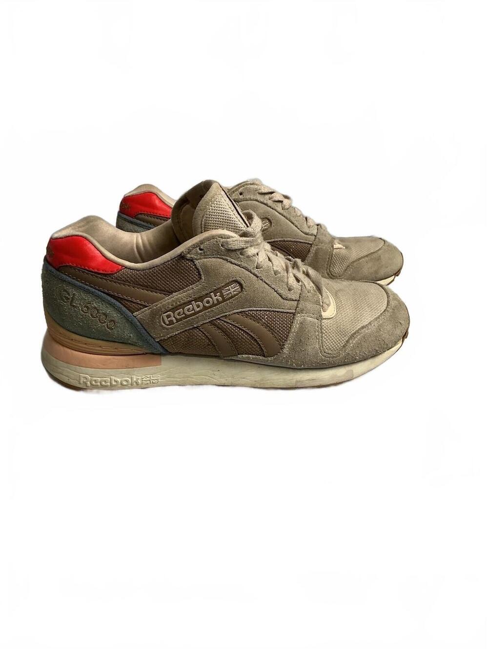 Reebok Classic Beige and Brown Sneakers with Red Accent